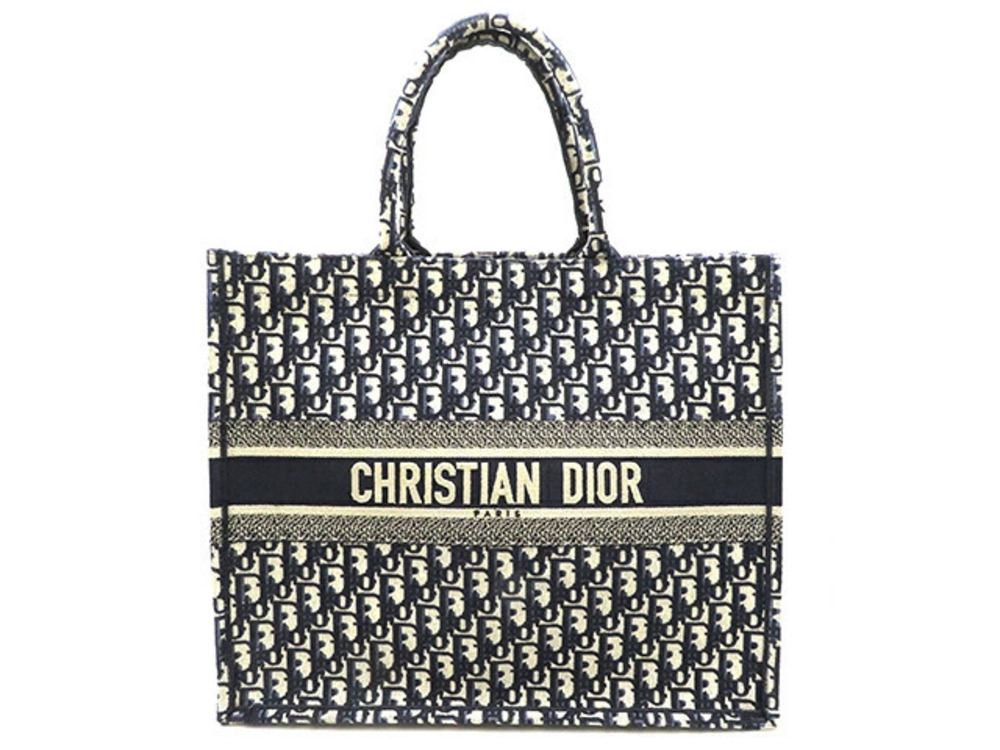 Christian Dior Trotter Tote Bag Book Navy Blue Canvas